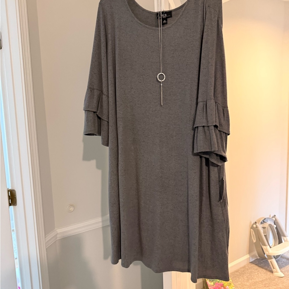 AGB Charcoal Dress with Chain Detail